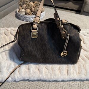 Michael Kors Brown Satchel with Gold-Tone Hardware